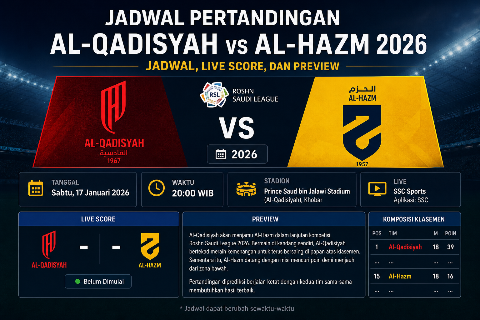 Jadwal Pertandingan - al-qadisiyah