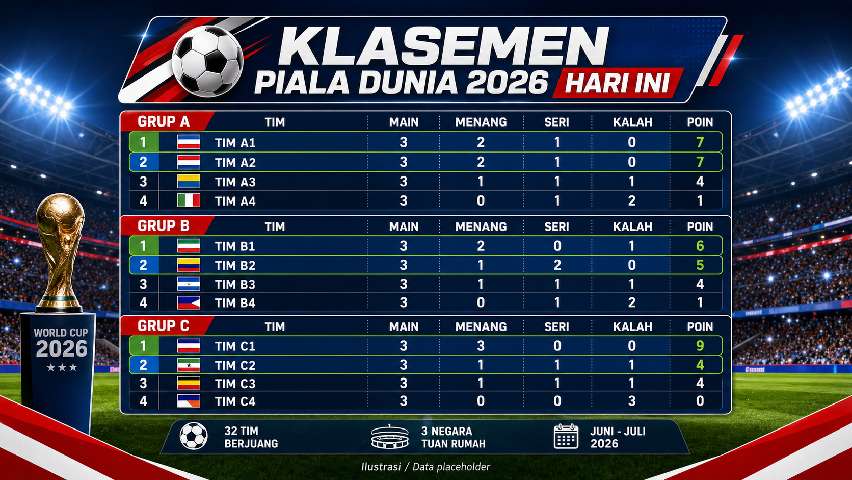 Gambaran Klasemen Piala Dunia 2026 Hari Ini - piala