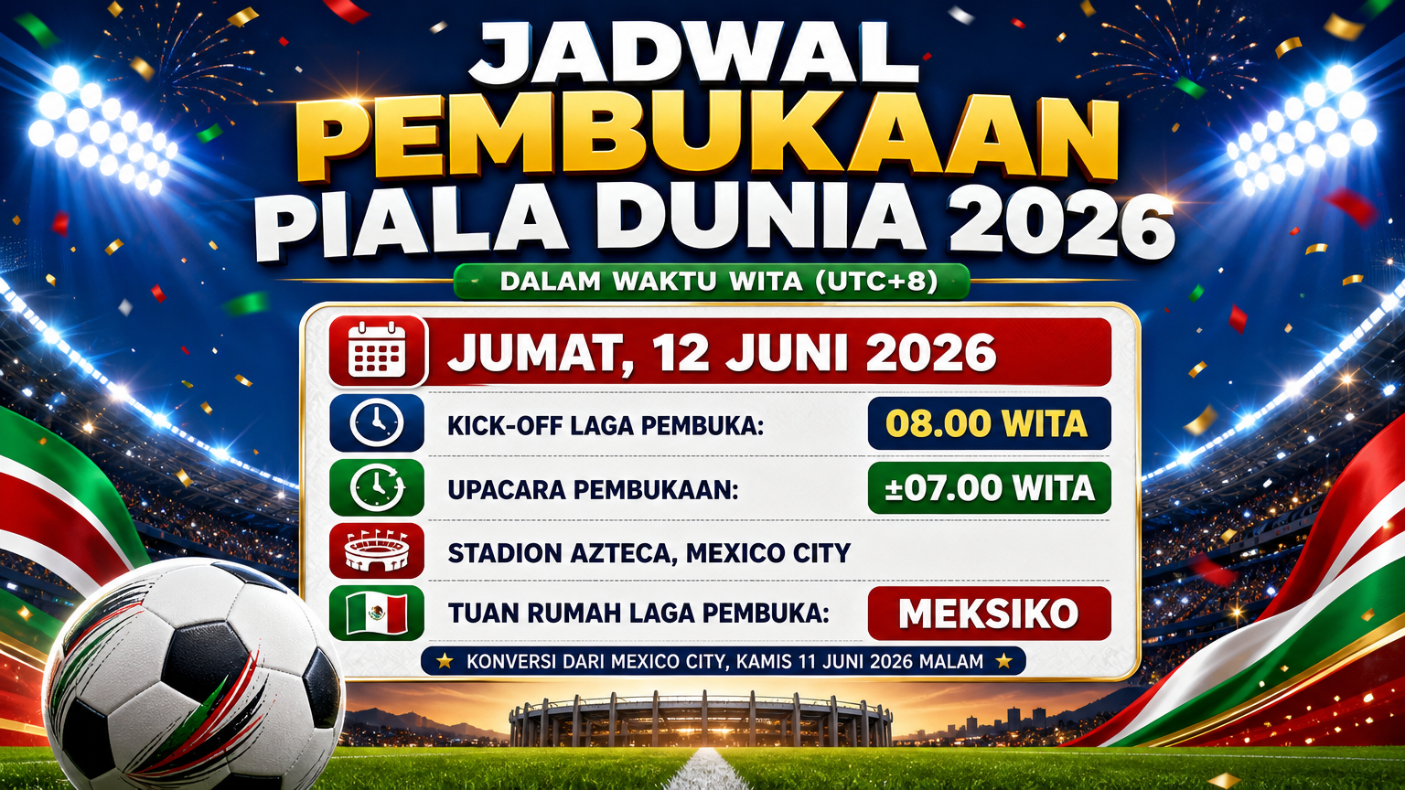 Jadwal Pembukaan Piala Dunia 2026 dalam Waktu WITA - piala