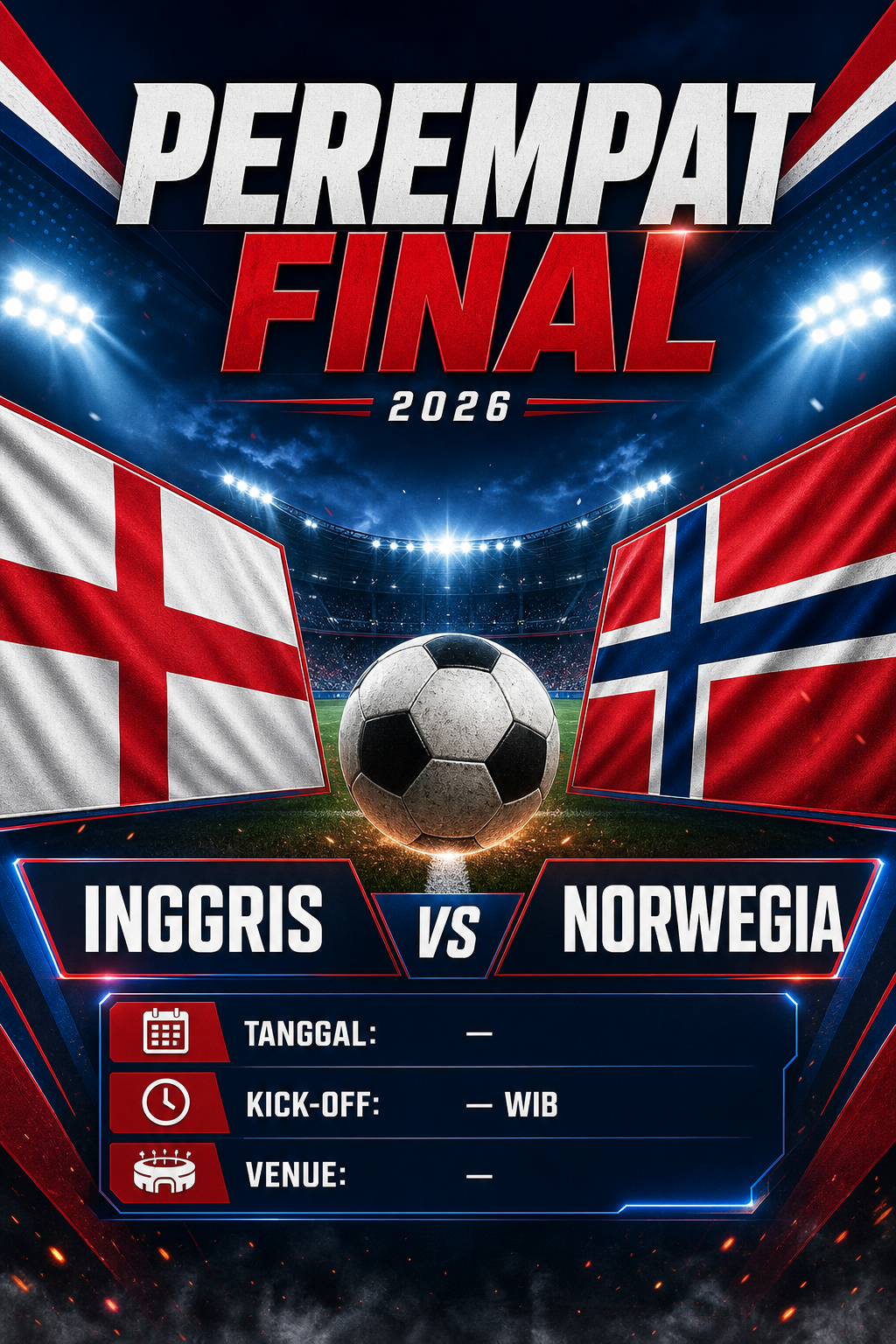 Jadwal Inggris vs Norwegia 2026 di Perempat Final - inggris