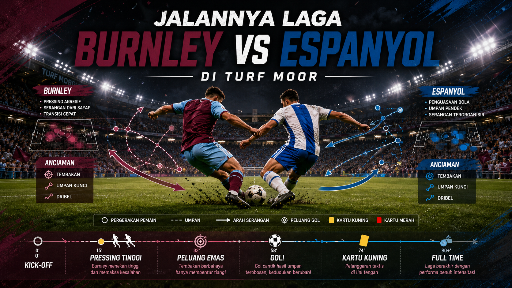 Jalannya Laga Burnley vs Espanyol di Turf Moor - burnley