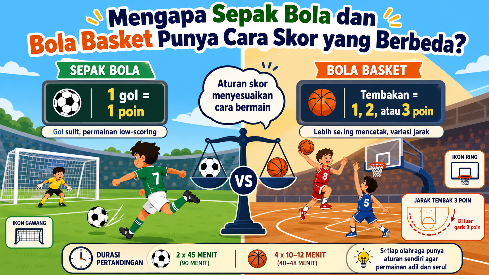 Mengapa Sepak Bola dan Bola Basket Punya Cara Skor yang Berbeda? - bola