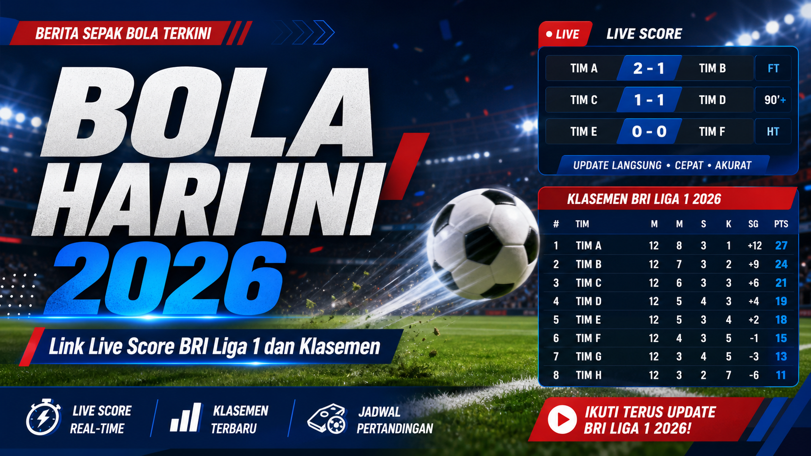 bola - Bola Hari Ini 2026: Link Live Score BRI Liga 1 dan Klasemen