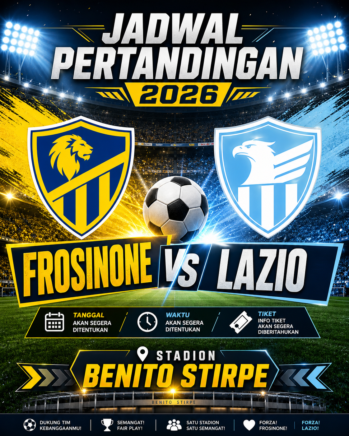 Jadwal Frosinone vs Lazio 2026 di Stadion Benito Stirpe - lazio