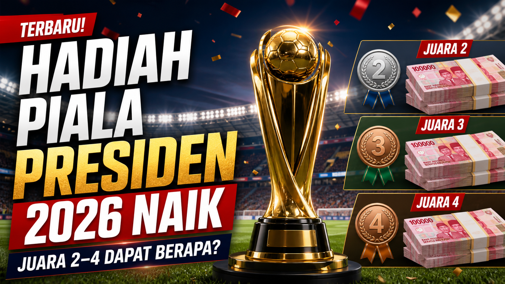 piala - Hadiah Piala Presiden 2026 Naik, Juara 2-4 Dapat Berapa?