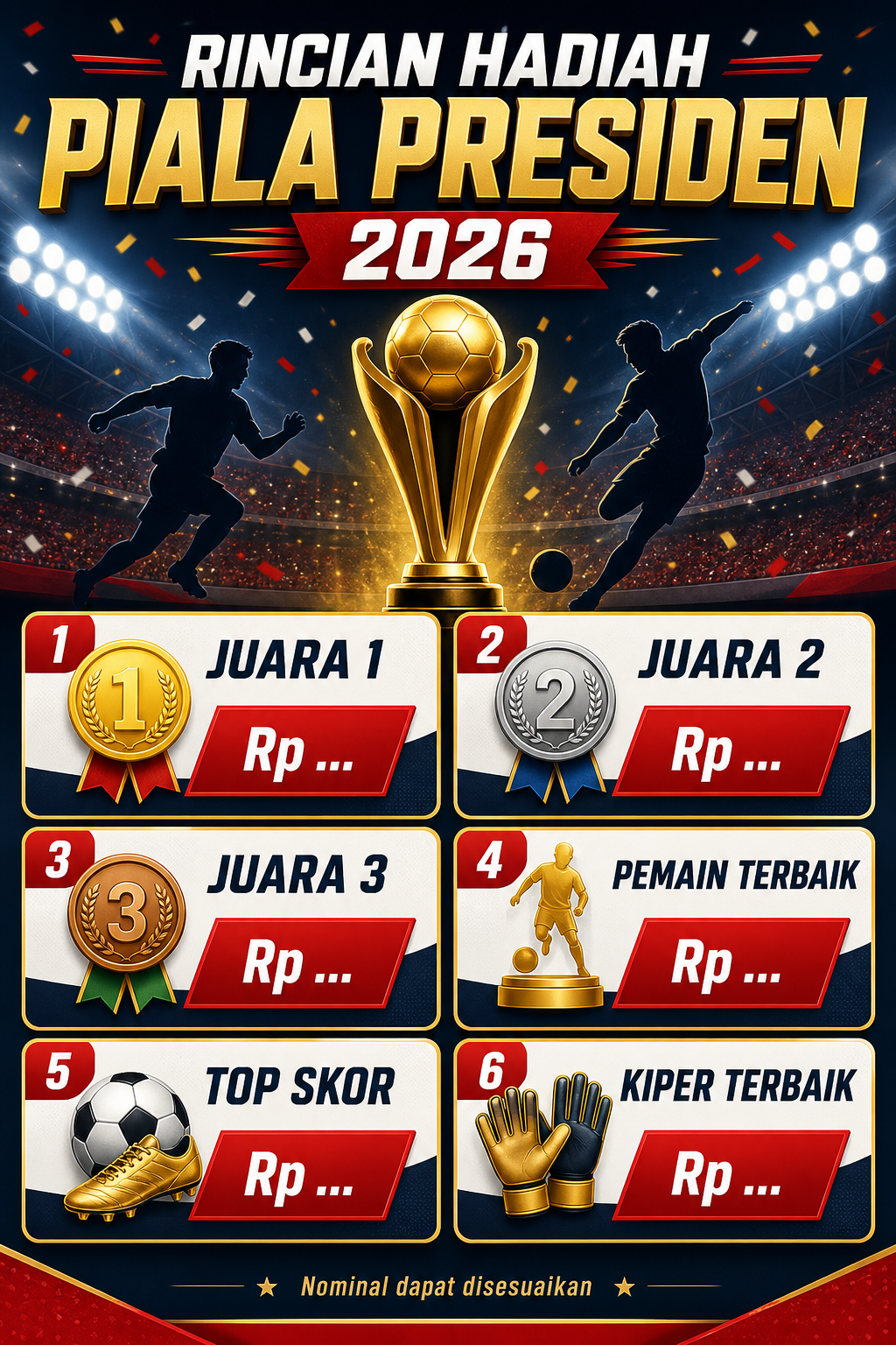 Rincian Hadiah Piala Presiden 2026 - piala