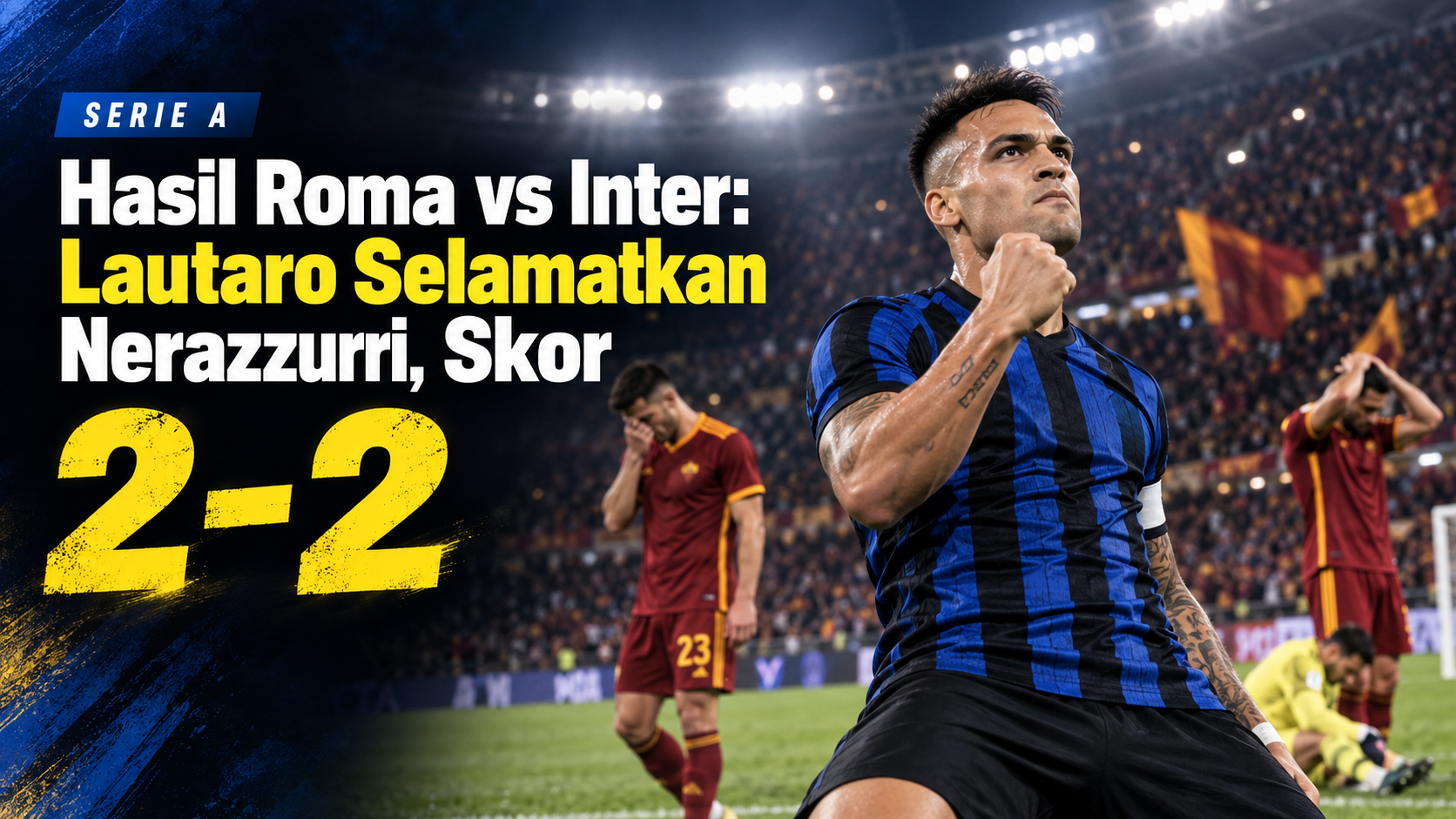roma - Hasil Roma vs Inter: Lautaro Selamatkan Nerazzurri, Skor 2-2