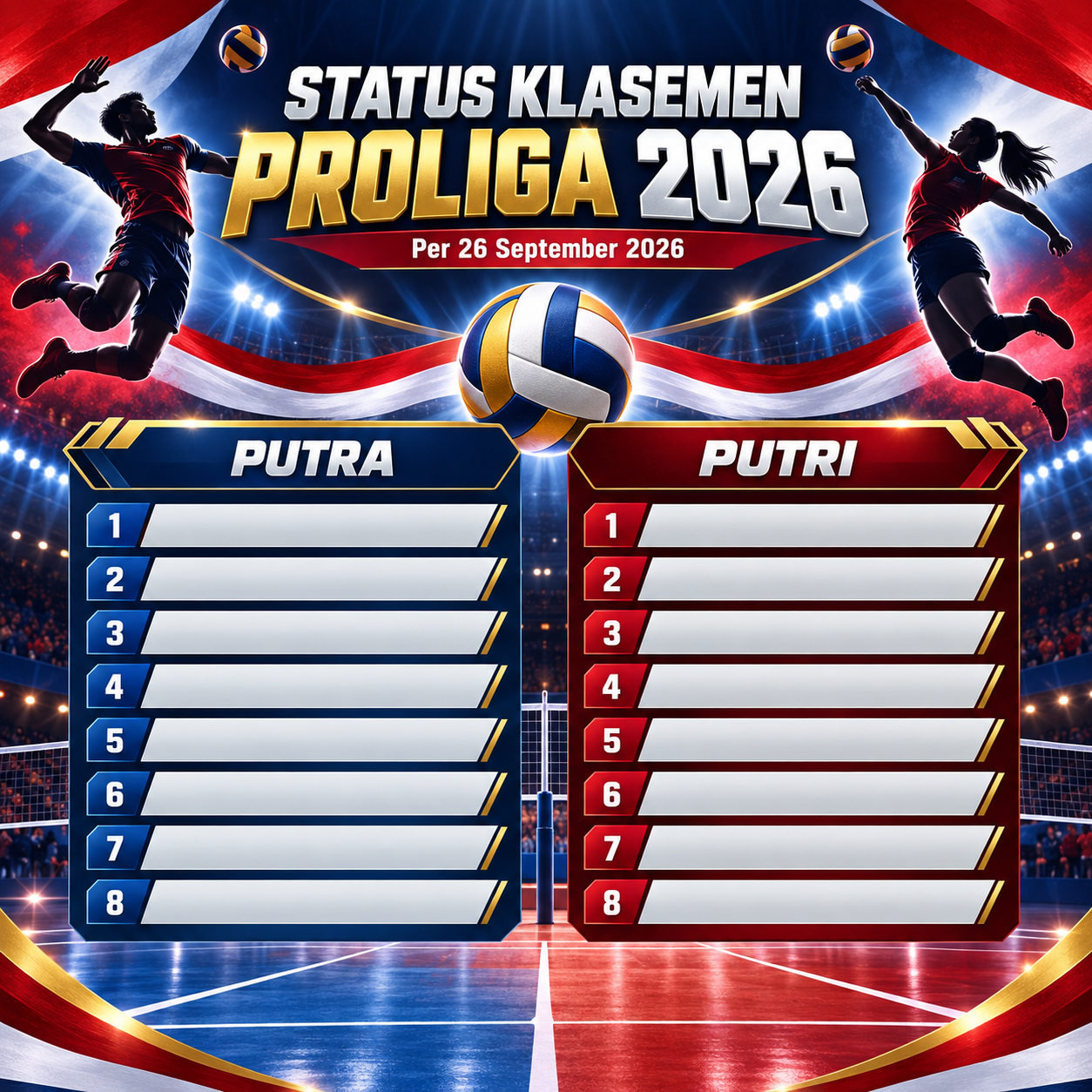 Status Klasemen Proliga 2026 per 26 September - proliga