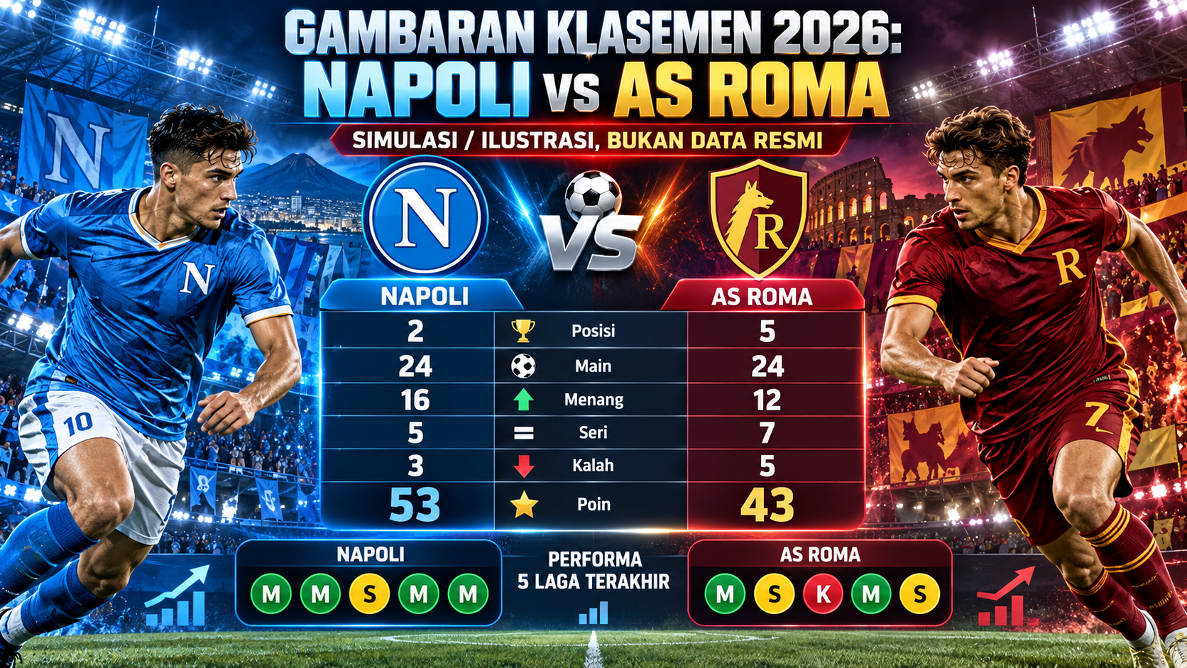 Gambaran Klasemen Napoli vs AS Roma 2026 - napoli