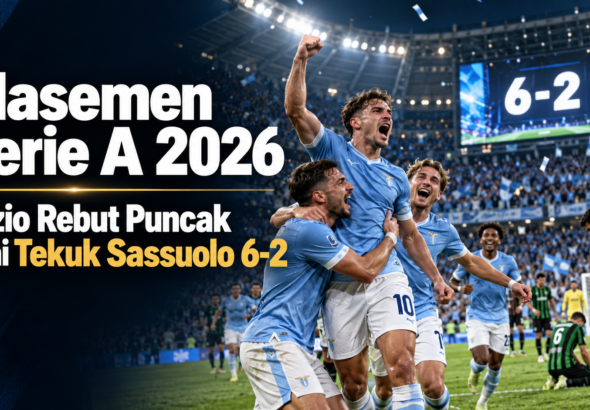 lazio - Klasemen Serie A 2026: Lazio Rebut Puncak usai Tekuk Sassuolo 6-2