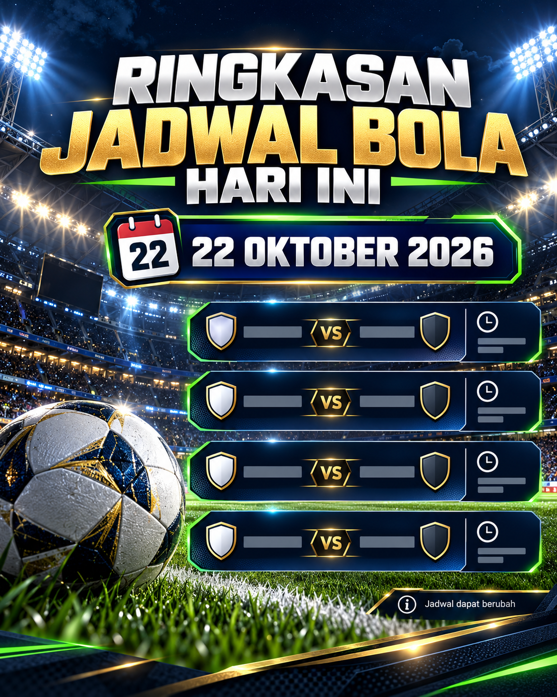 Ringkasan Jadwal Bola Hari Ini, 22 Oktober 2026 - bola